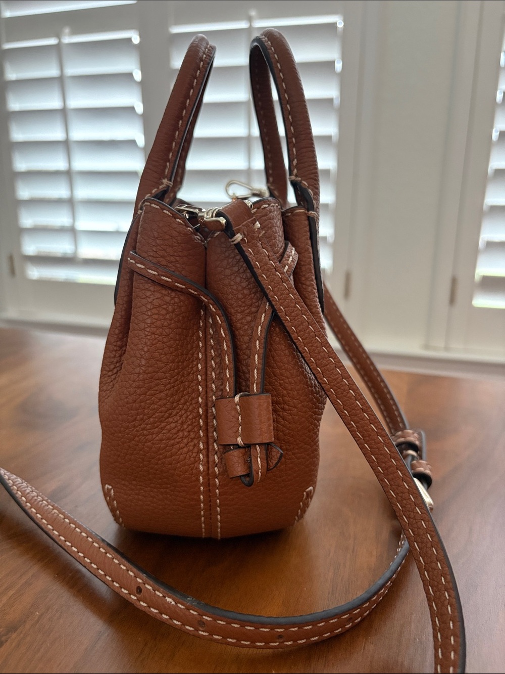 Kate Spade Dumpling Mini Satchel in Warm Gingerbread Leather Crossbody Like New! - Picture 10 of 12